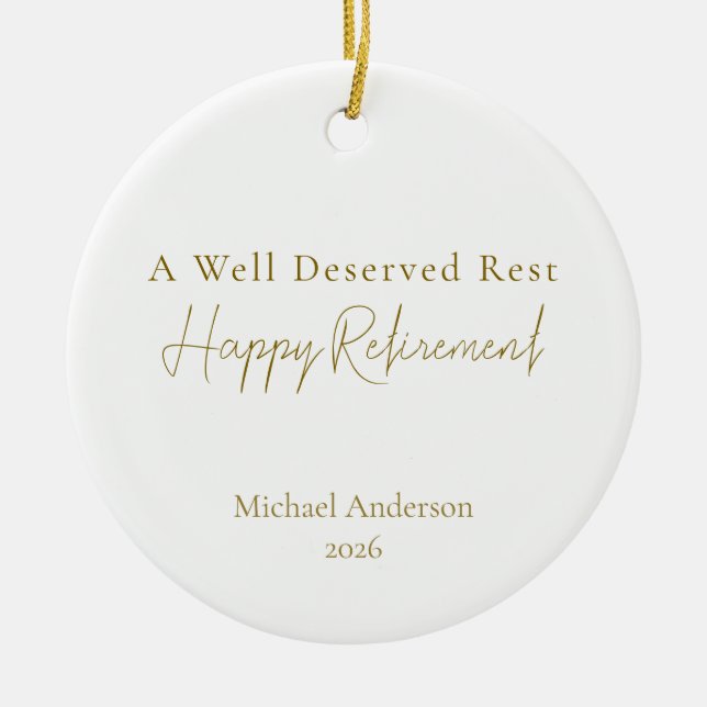 A Well Deserved Rest elegant Personalised Ceramic Tree Decoration (Front)