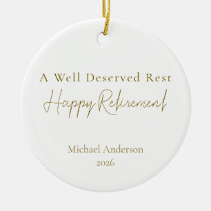 A Well Deserved Rest Personalised Retirement Gift Ceramic Tree Decoration
