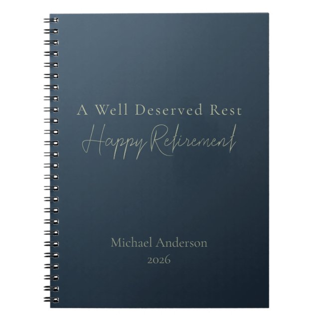 A Well Deserved Rest Personalised Retirement Gift Notebook (Front)