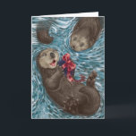 A West Coast Christmas: Otters Holiday Card<br><div class="desc">A sea otter has wrapped up a sea urchin as a present for his friend.  Designed as part of the "West Coast Christmas" series,  this card would also make a great birthday card.</div>