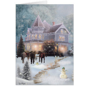 A Western Christmas Cottage Holiday Card