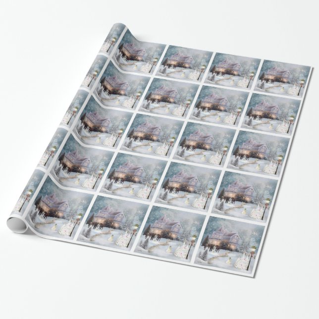 A Western Christmas Wrapping Paper (Unrolled)