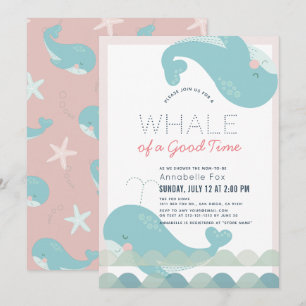 A Whale of a Good Time Pink Girl Baby Shower Invitation