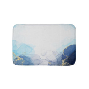 A Whale On Blue Gold Fluid Art In Alcohol Ink Tech Bath Mat