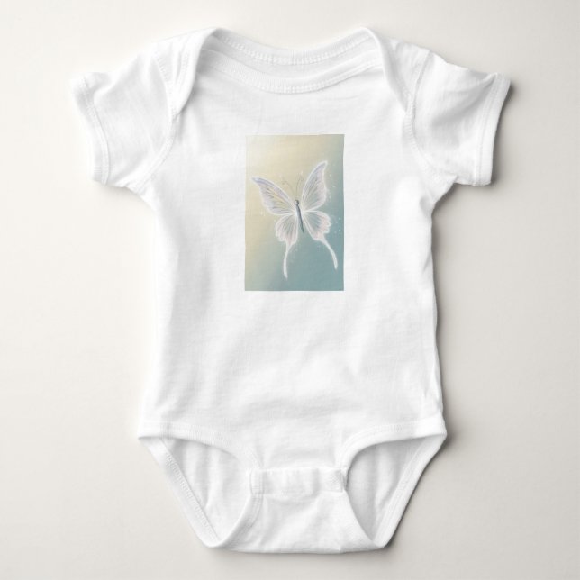 A whale swimming through space, baby bodysuit (Front)