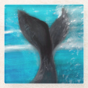 A Whale's Tail Glass Coaster