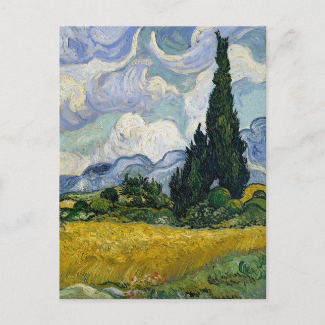 A Wheatfield with Cypresses Van Gogh Holiday Postcard (Front)