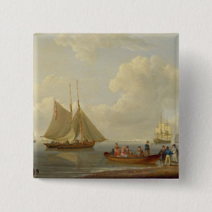 A Wherry Taking Passengers out to Two Anchored Pac 15 Cm Square Badge
