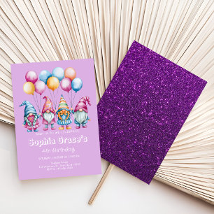 A whimsical birthday with delightful gnome girls invitation