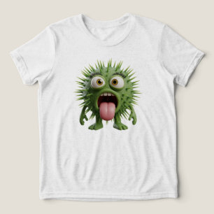 A whimsical cartoon of a green spikey creature Tri-Blend shirt