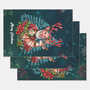 A whimsical Christmas illustration Wrapping Paper Sheet