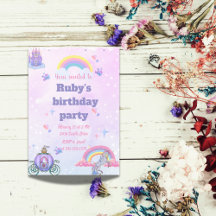 A Whimsical, fairytale castle and unicorn invite