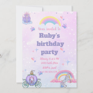 A Whimsical, fairytale castle and unicorn invite