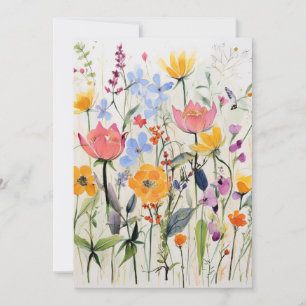 A whimsical floral design, wild flowers invitation