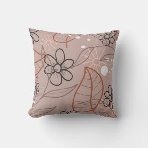 A Whimsical Flower and Leaves Print Cushion