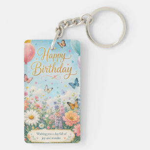 A Whimsical Garden Celebration Key Ring
