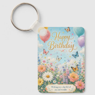 A Whimsical Garden Celebration Key Ring