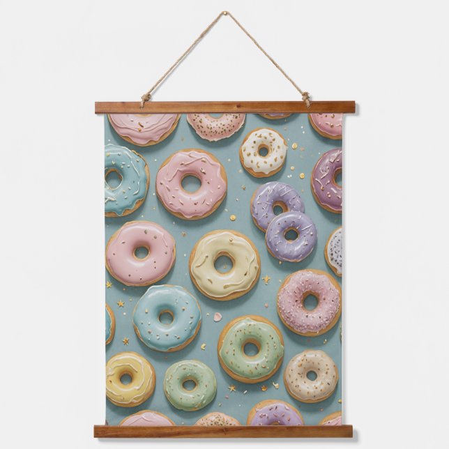 A Whimsical Pastel Donut Dream Hanging Tapestry (Front)