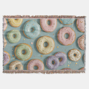A Whimsical Pastel Donut Dream Throw Blanket
