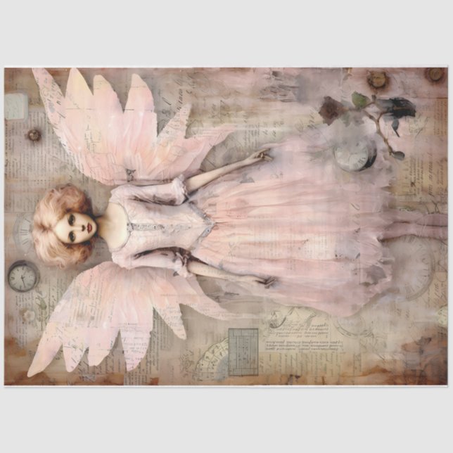 A Whimsical Pink Angel Series Design #2 Tissue Paper (Front)