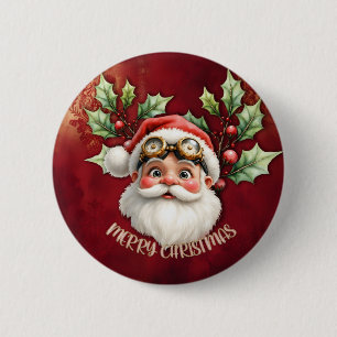 A whimsical steampunk Santa Claus 6 Cm Round Badge