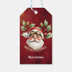 A whimsical steampunk Santa Claus Gift Tags