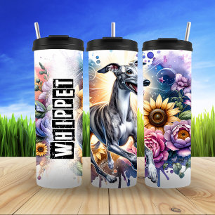 A Whippet's Floral Dream Thermal Tumbler