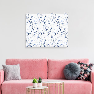a white and blue background with a pattern canvas print