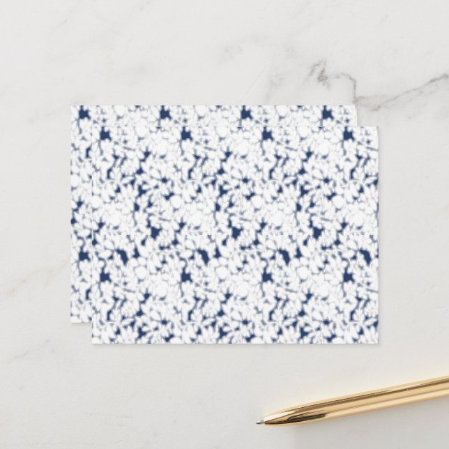 a white and blue background with a pattern postcard (Front/Back In Situ)