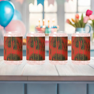 a white and brown striped wallpaper with a pattern can glass