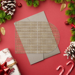 a white and gold geometric pattern acrylic invitations