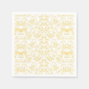 a white and gold wallpaper with a pattern on it napkin