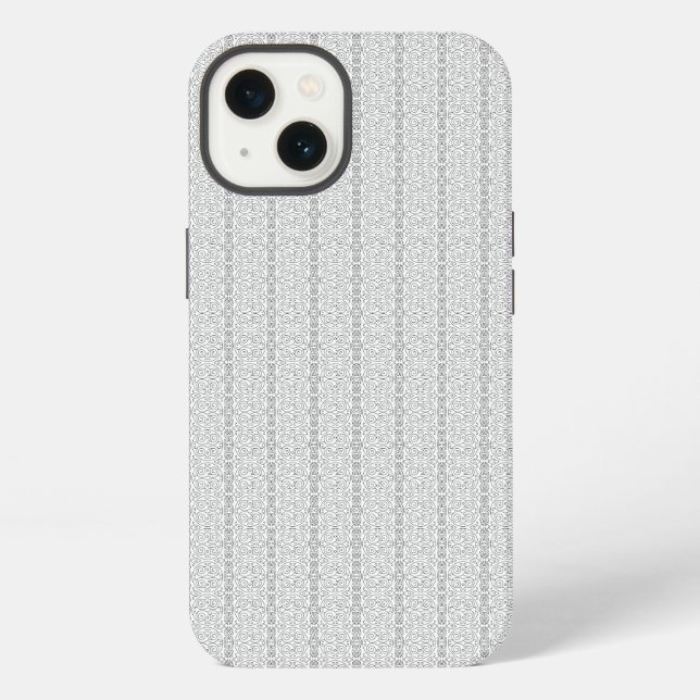 a white and grey wallpaper with a pattern on it iPhone case (Back)