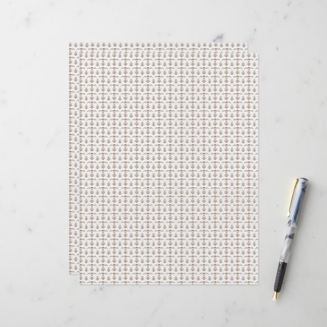 a white background with a brown pattern on it (Front/Back In Situ)