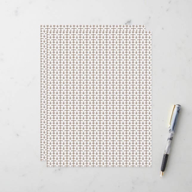 a white background with a brown pattern on it (Front/Back In Situ)
