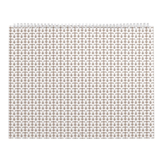 a white background with a brown pattern on it calendar (Cover)