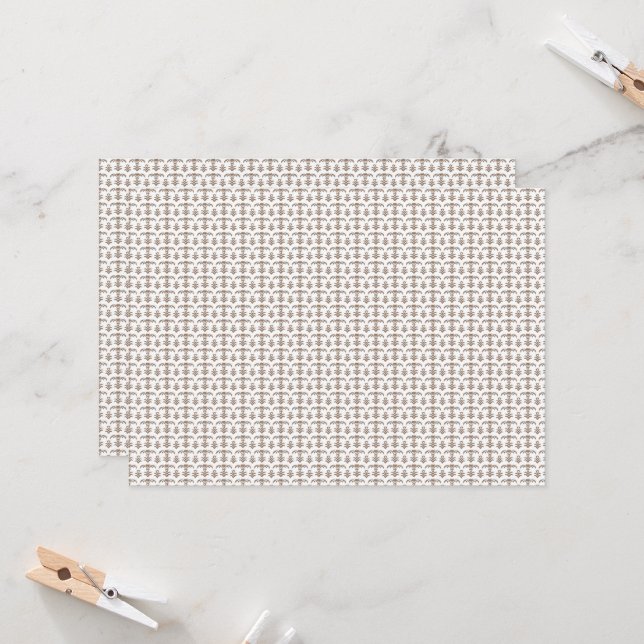 a white background with a brown pattern on it invitation (Front/Back In Situ)