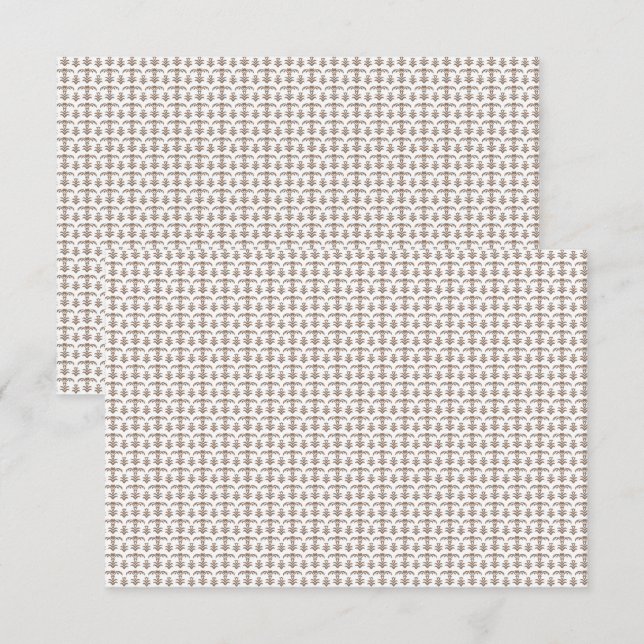 a white background with a brown pattern on it thank you card (Front/Back)