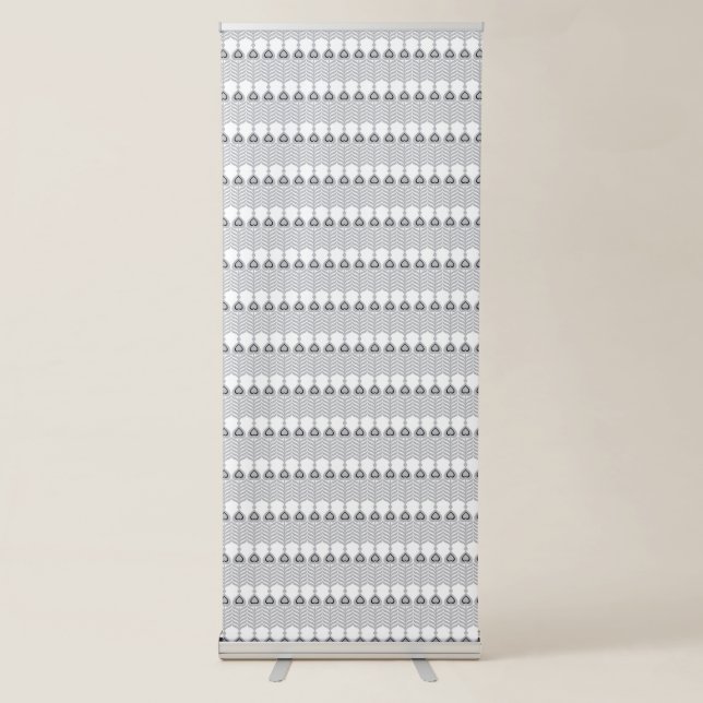  a white background with a pattern of circles retractable banner (Front)