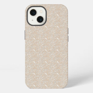 a white background with a pattern of leaves iPhone 13 case