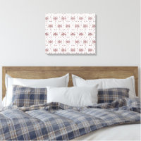 a white background with a red pattern on it