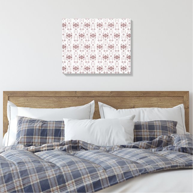  a white background with a red pattern on it canvas print (Insitu(Bedroom))