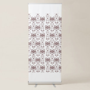 a white background with a red pattern on it retractable banner