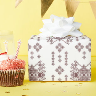 a white background with a red pattern on it wrapping paper