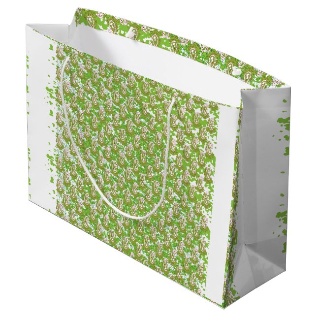 a white background with brown dots on it large gift bag (Back Angled)