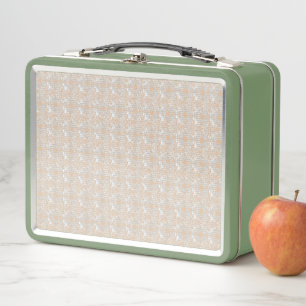 a white background with brown dots on it metal lunch box