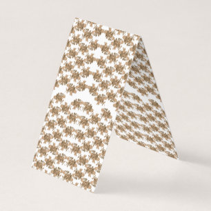  a white background with brown flowers on it business card