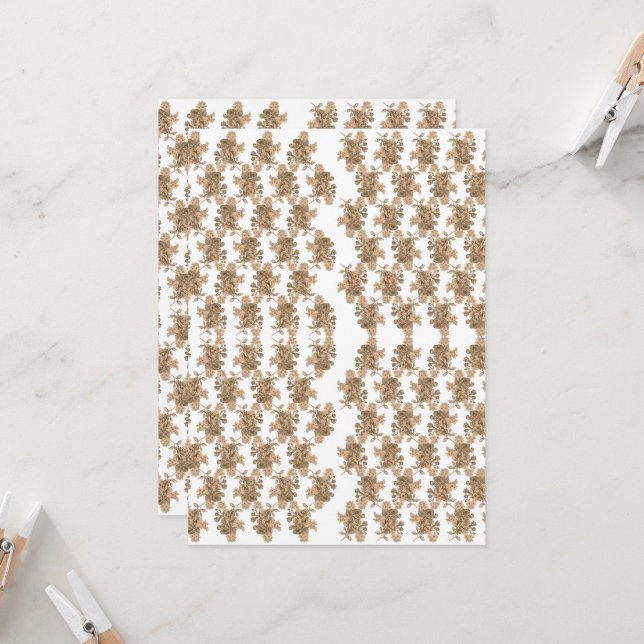  a white background with brown flowers on it invitation (Front/Back In Situ)