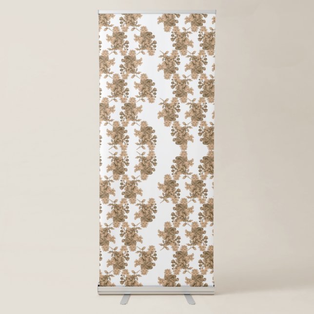  a white background with brown flowers on it retractable banner (Front)