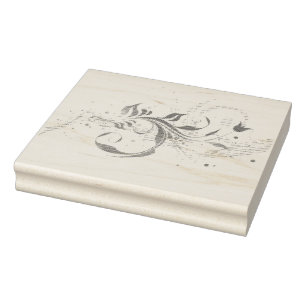 a white background with colourful swirls and dots rubber stamp